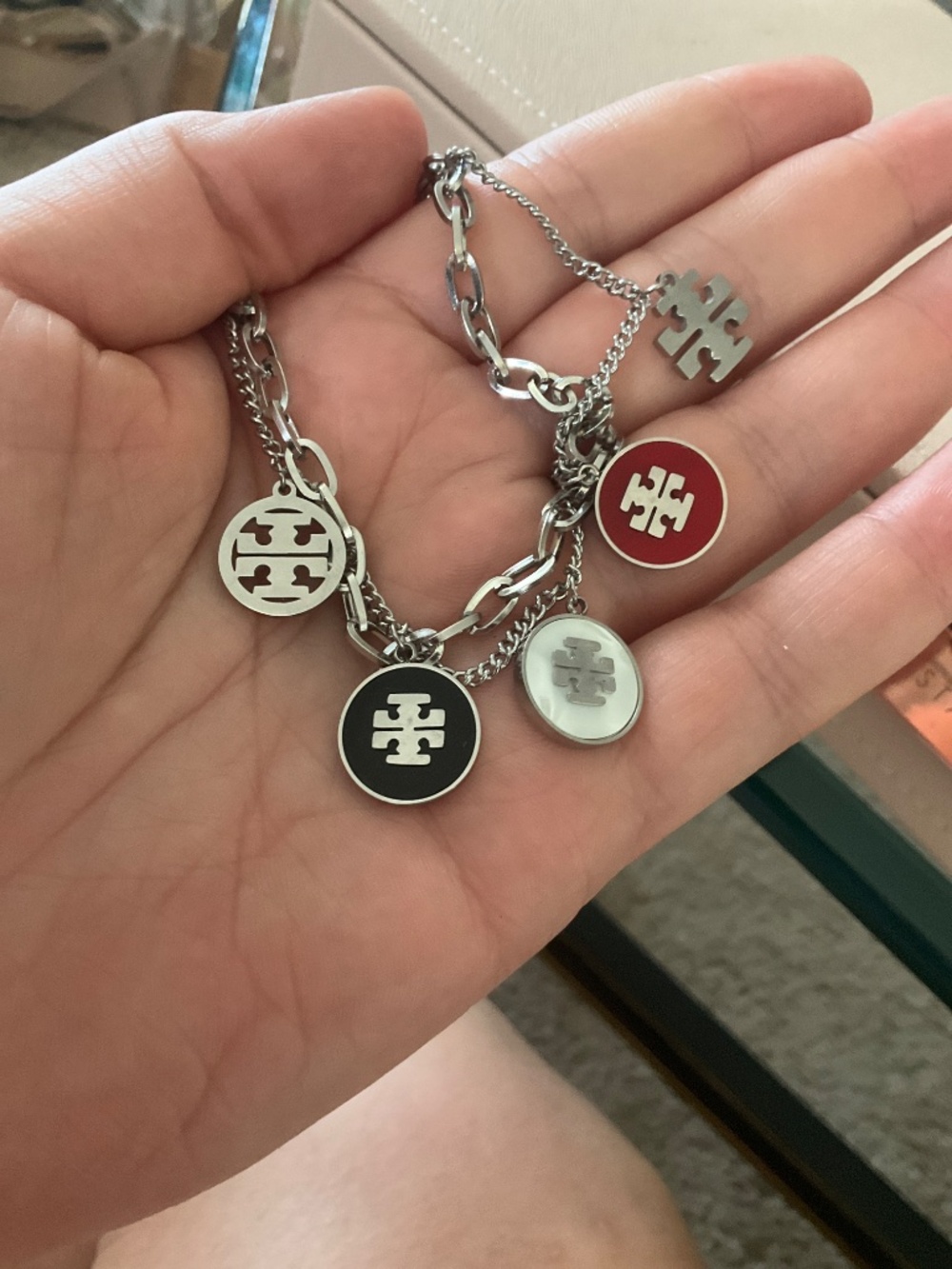 Tory Burch Silver Multi-Charm Bracelet - Picture 4 of 4